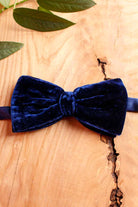Vintage Fliege blau Samt