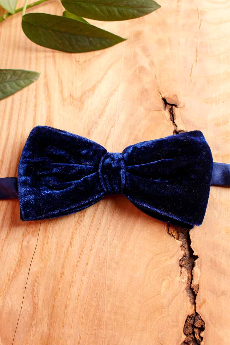 Vintage Fliege blau Samt