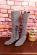Wildleder Keilabsatz Stiefel grau