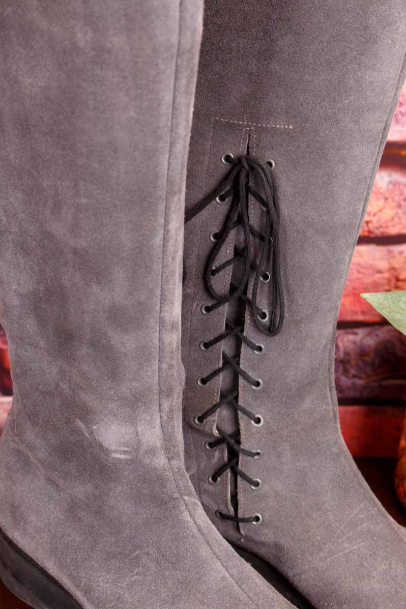 Wildleder Keilabsatz Stiefel grau