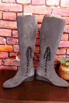 Wildleder Keilabsatz Stiefel grau