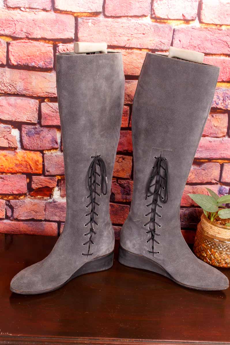Wildleder Keilabsatz Stiefel grau