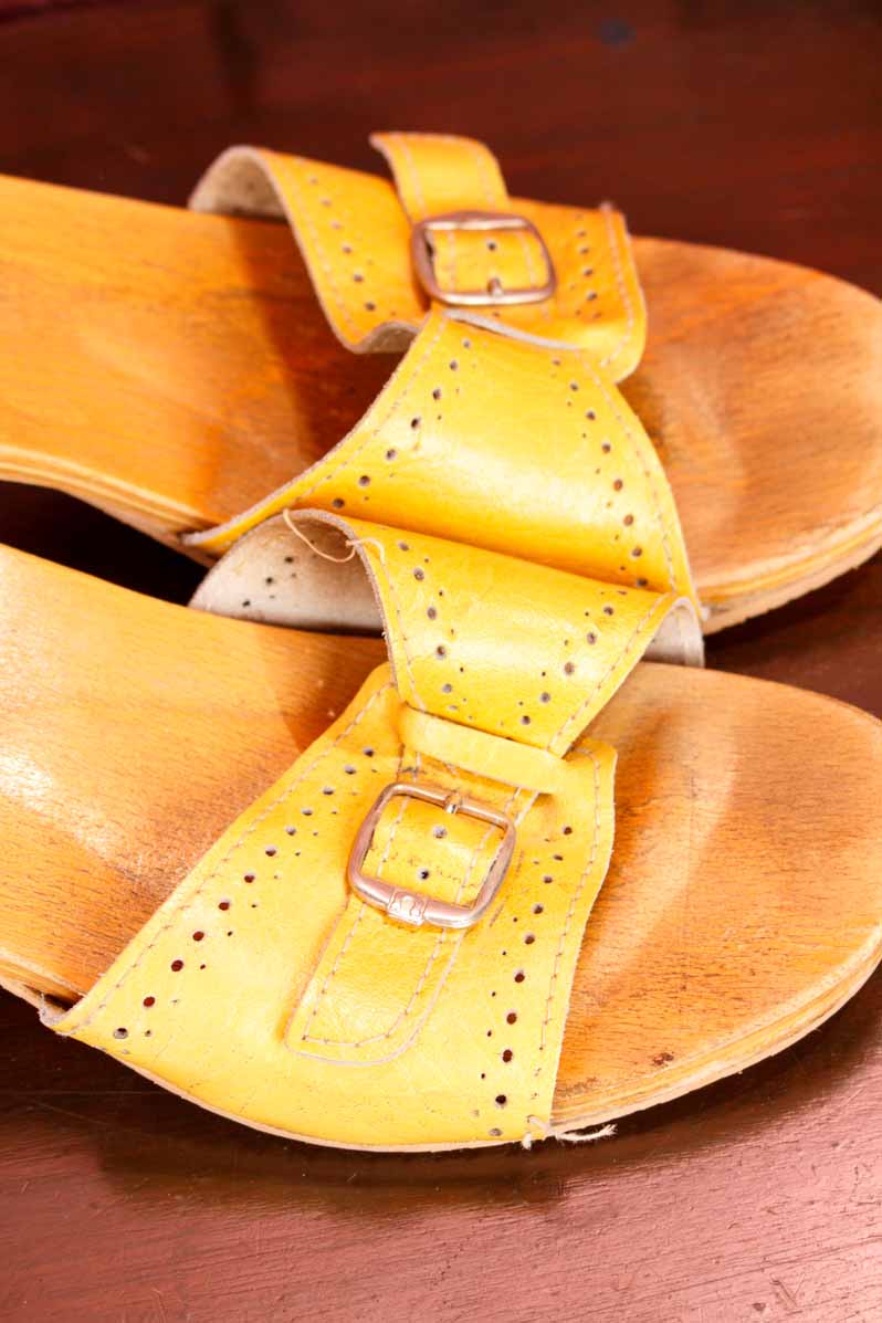 70s Holz Sandalen Mules