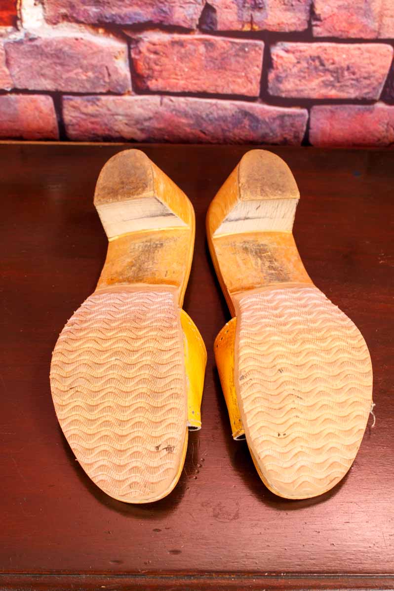 70s Holz Sandalen Mules