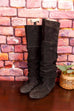 schwarze Wildleder Slouch Stiefel