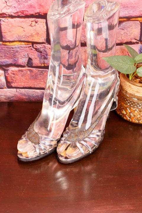 80s Riemchen Sandalen silber