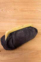 60er Leder Handtasche schwarz