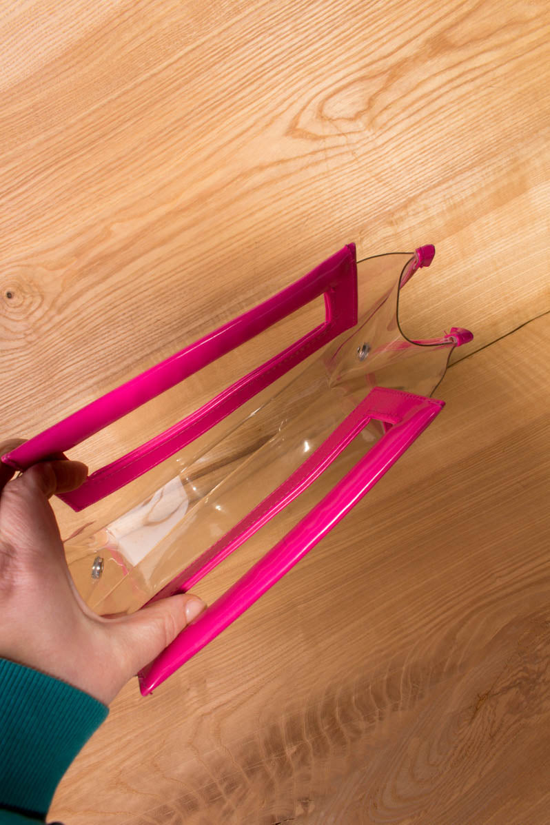 80er Tasche pink + transparent