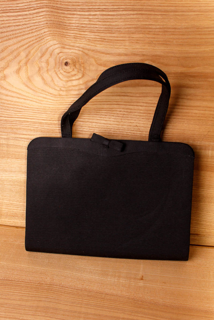 60s Handtasche flach schwarz Default Title 50er 60er Abendmode Frau Gothic real-rockabilly Rockabilly schwarz Sekretärin Special Tasche vintageberlin.de