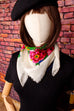 Glitzertuch weiß Blumen 70er 80er Accessoires Boho bunt Disco Rockabilly Special Tuch Unisize vintageberlin.de