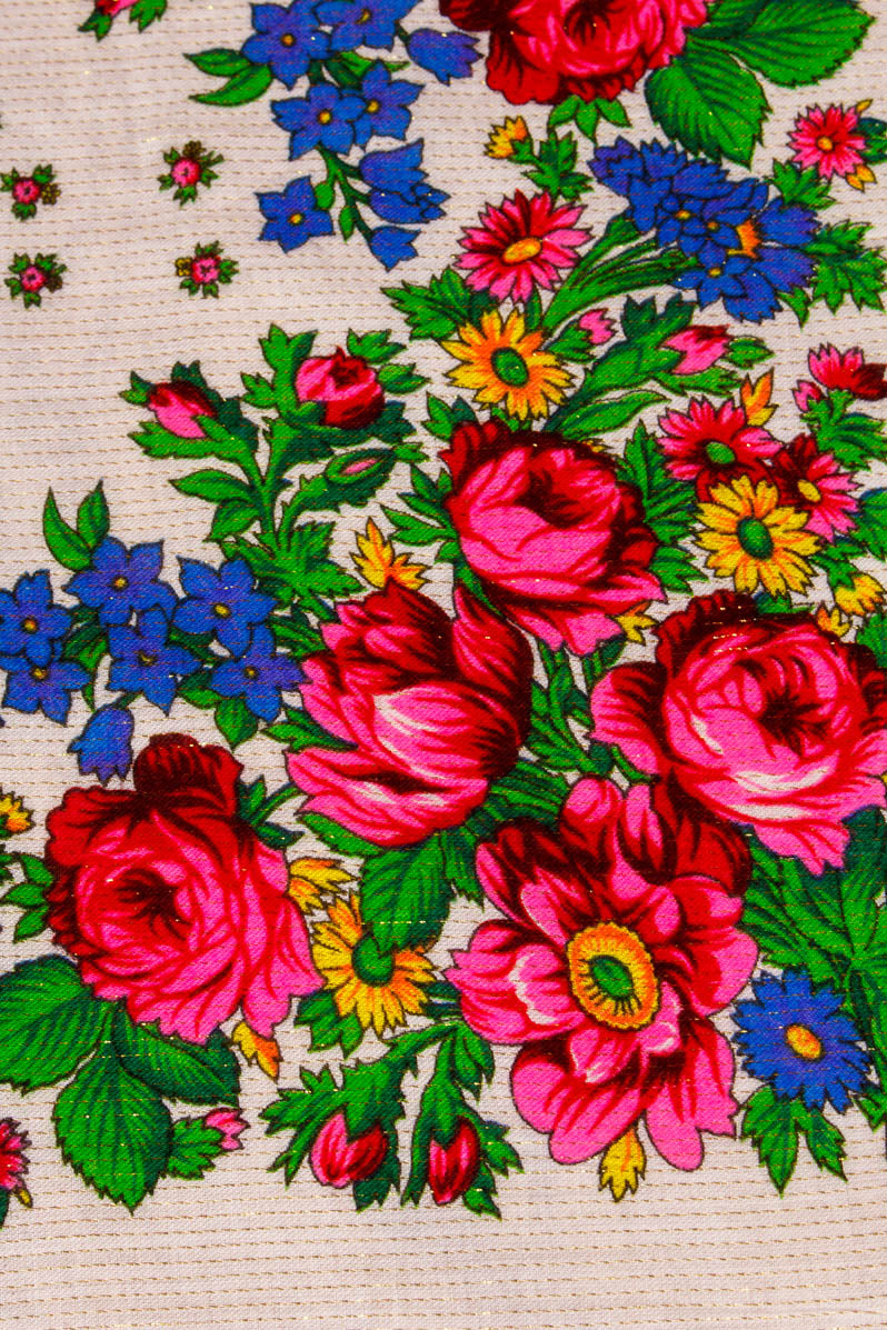 Glitzertuch weiß Blumen