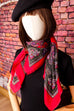 Schaltuch weinrot Muster 70er 80er Accessoires Boho bunt Dandy Disco Rockabilly rot Special Tuch Unisize vintageberlin.de