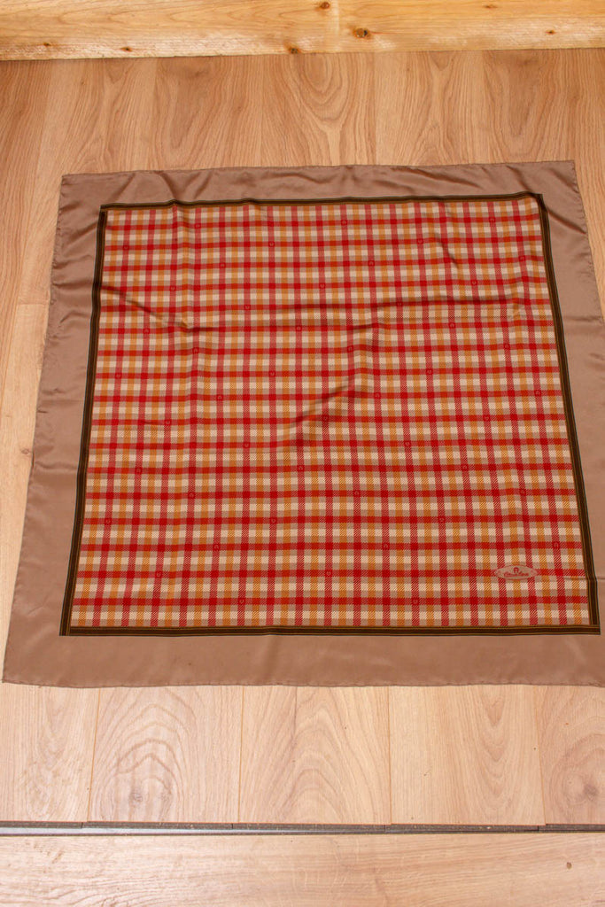 Aigner Seidentuch beige kariert Default Title 80er Accessoires beige braun bunt Dandy Designer Rockabilly rot Sekretärin Special Tuch Unisize vintageberlin.de