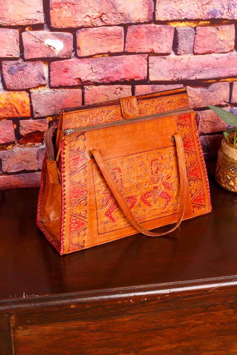 Boho Ledertasche braun Indien