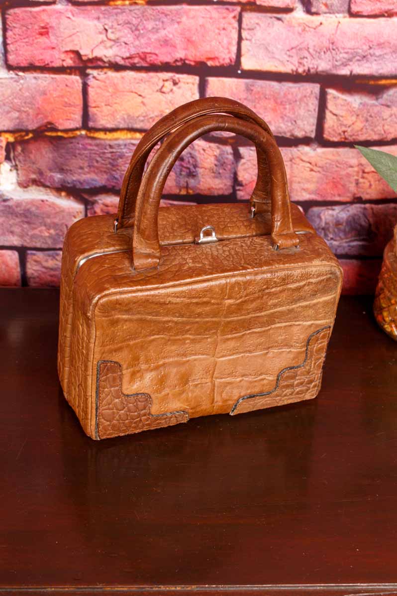 60s Ledertasche Köfferchen braun