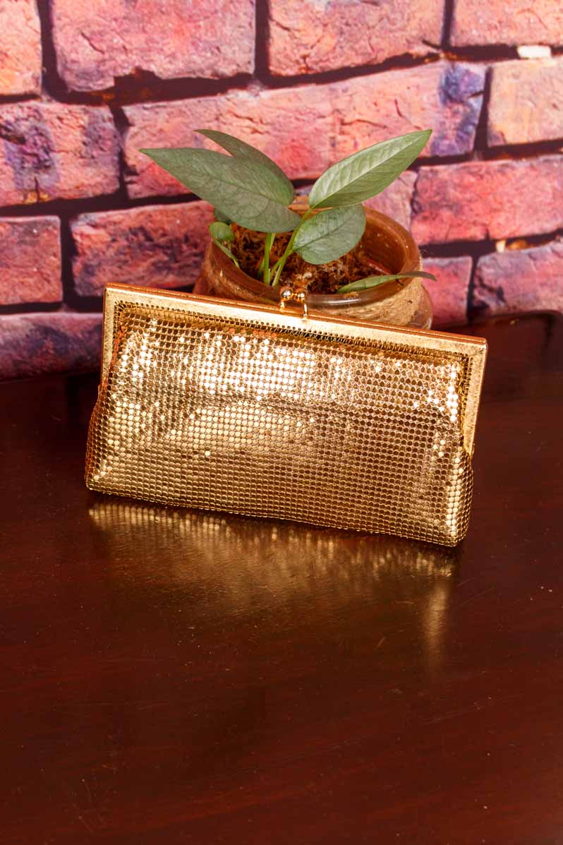 70er Metall Handtasche Gold