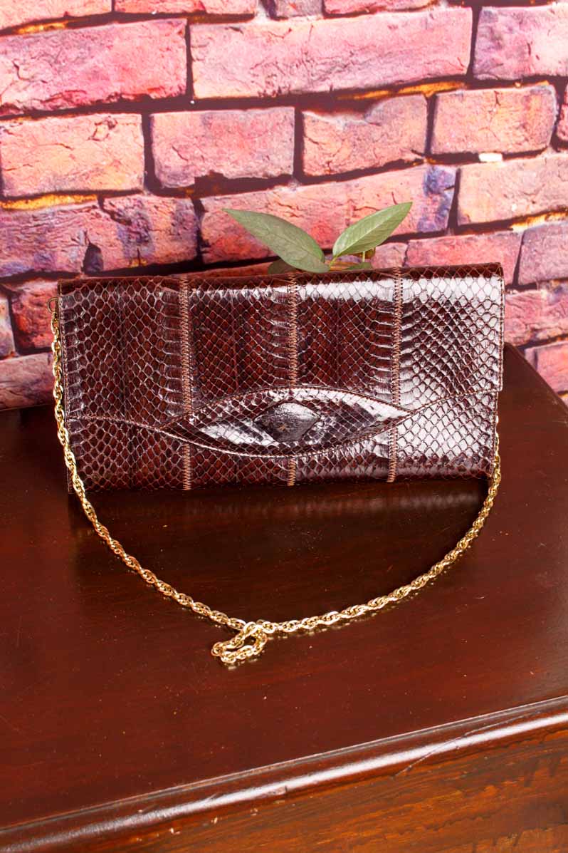 Leder Abendhandtasche rotbraun