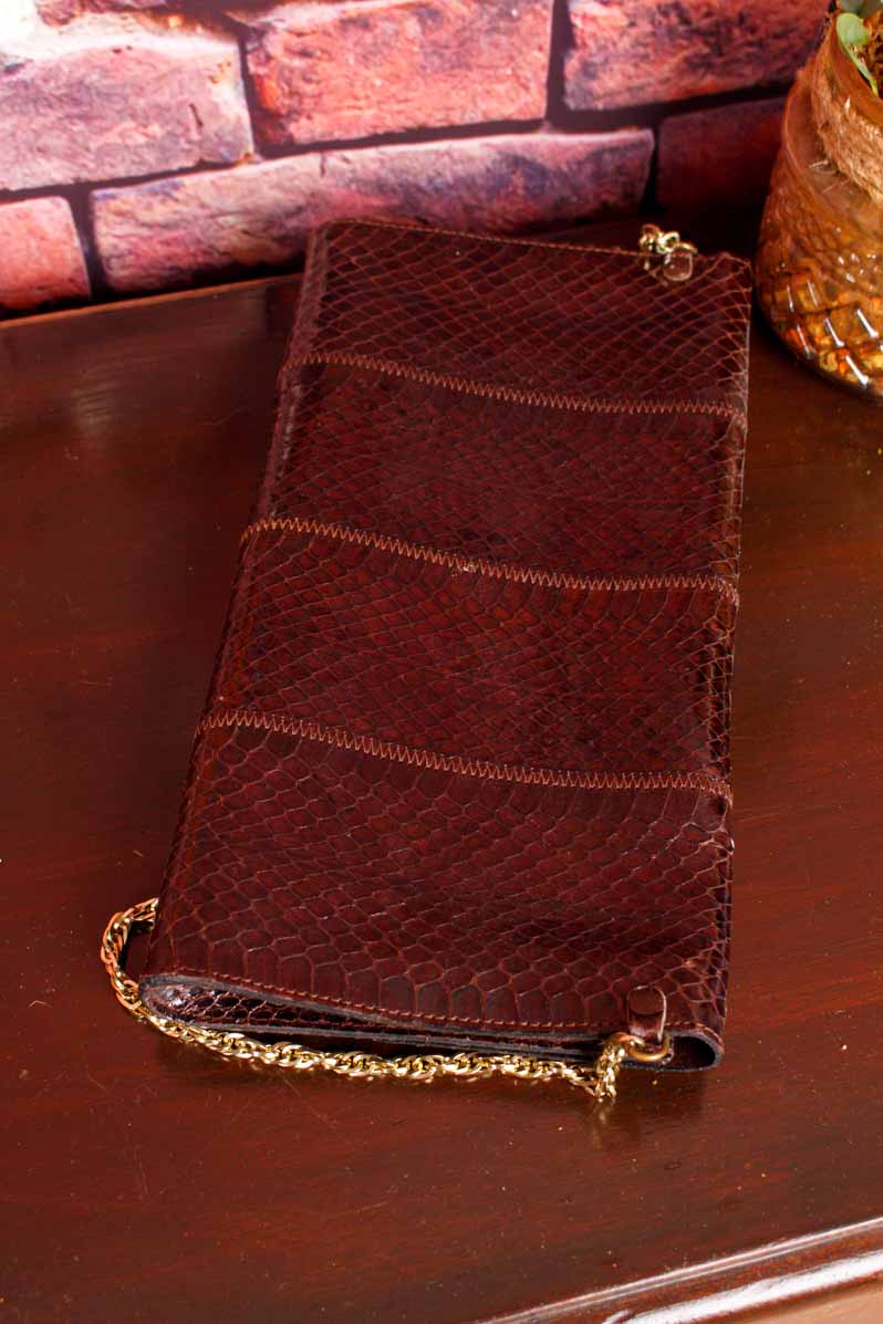 Leder Abendhandtasche rotbraun