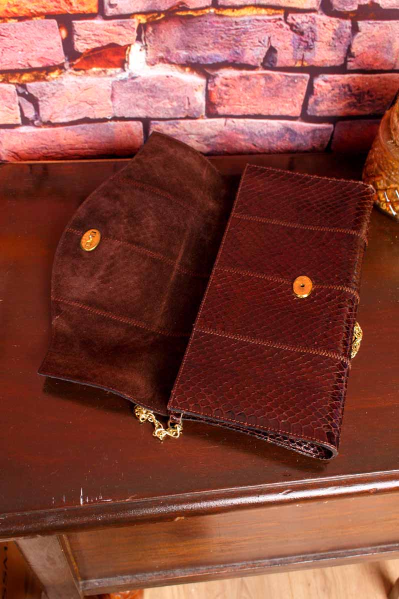 Leder Abendhandtasche rotbraun