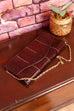 Leder Abendhandtasche rotbraun
