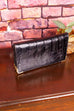 Leder Abendhandtasche schwarz