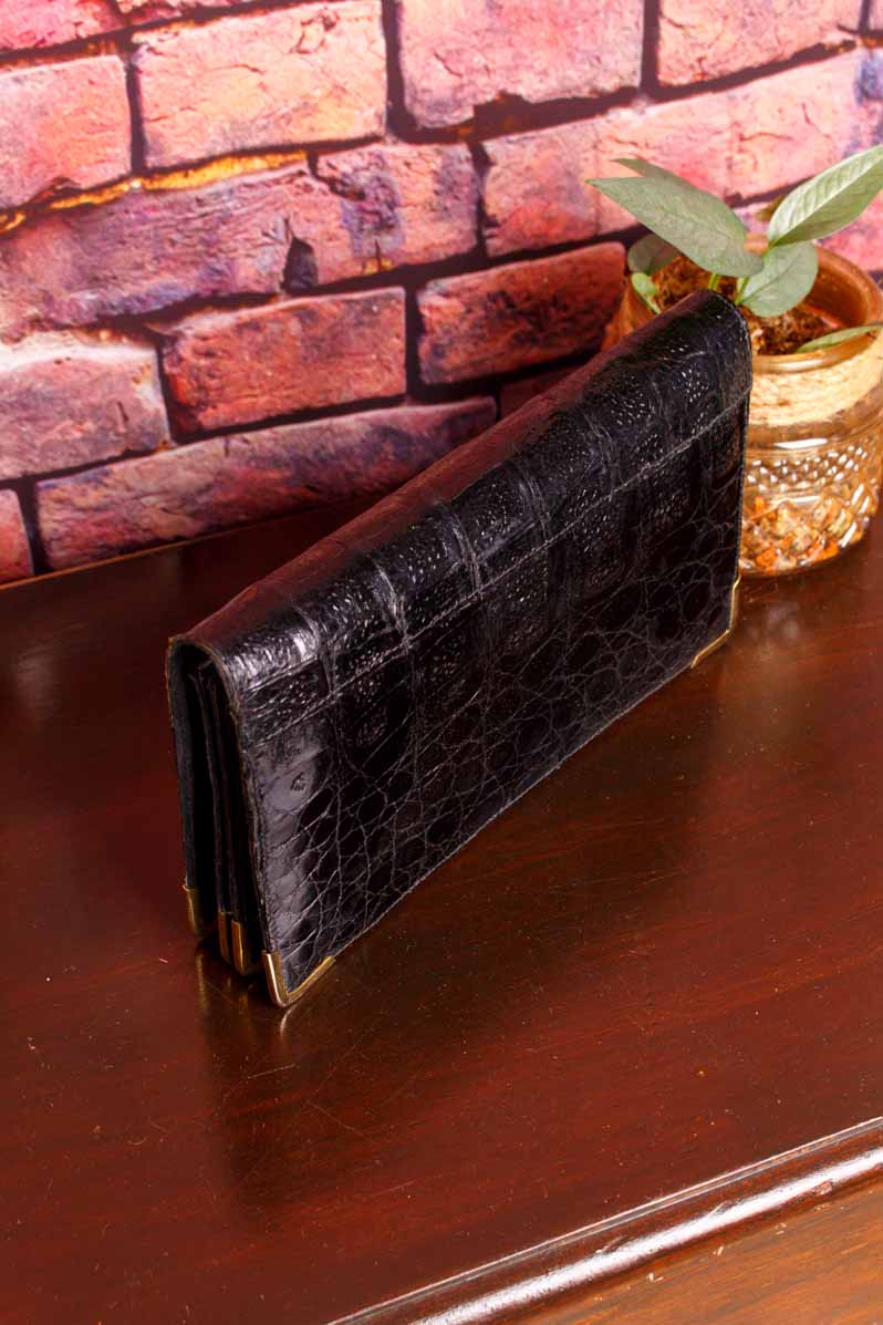 Leder Abendhandtasche schwarz
