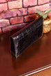 Leder Abendhandtasche schwarz