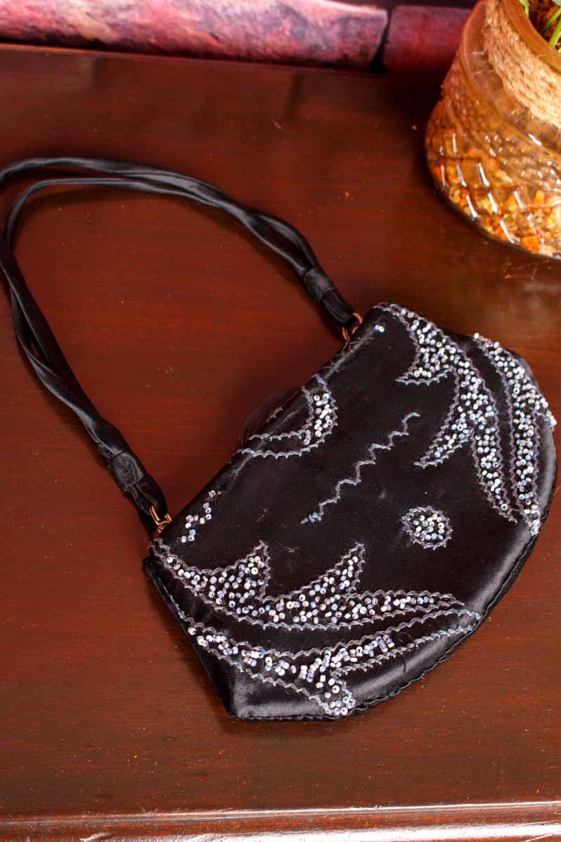 20s Handtasche schwarz Perlen