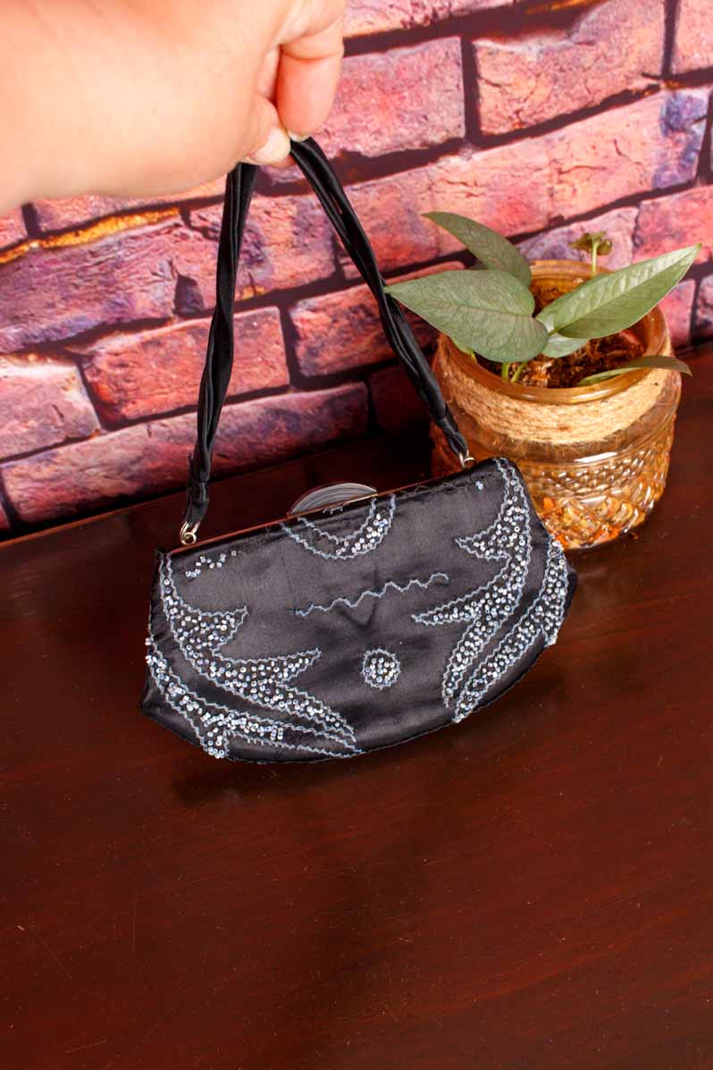 20s Handtasche schwarz Perlen