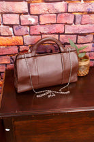 70s Leder Handtasche braun