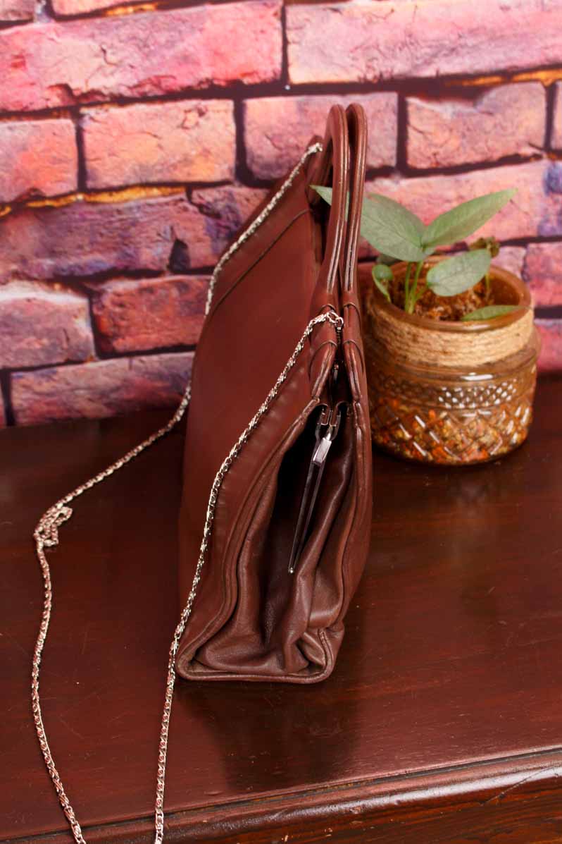 70s Leder Handtasche braun