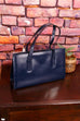 70s Leder Handtasche blau