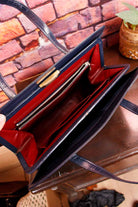 70s Leder Handtasche blau