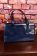 70s Leder Handtasche blau