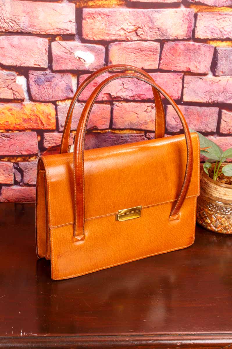 70s Leder Handtasche braun