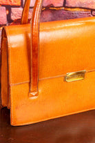 70s Leder Handtasche braun