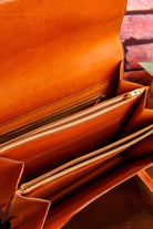 70s Leder Handtasche braun