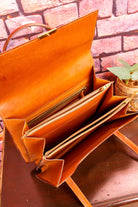 70s Leder Handtasche braun
