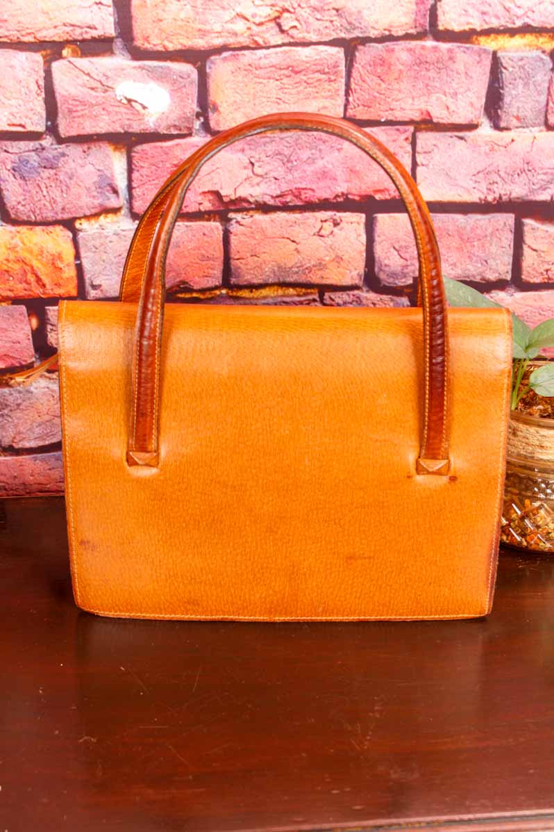 70s Leder Handtasche braun