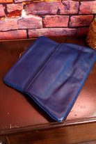 Vintage Leder Clutch blau Klapptasche
