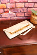 Vintage Leder Handtasche beige
