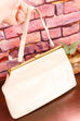 Vintage Leder Handtasche beige