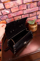 Leder Handtasche Koffer schwarz