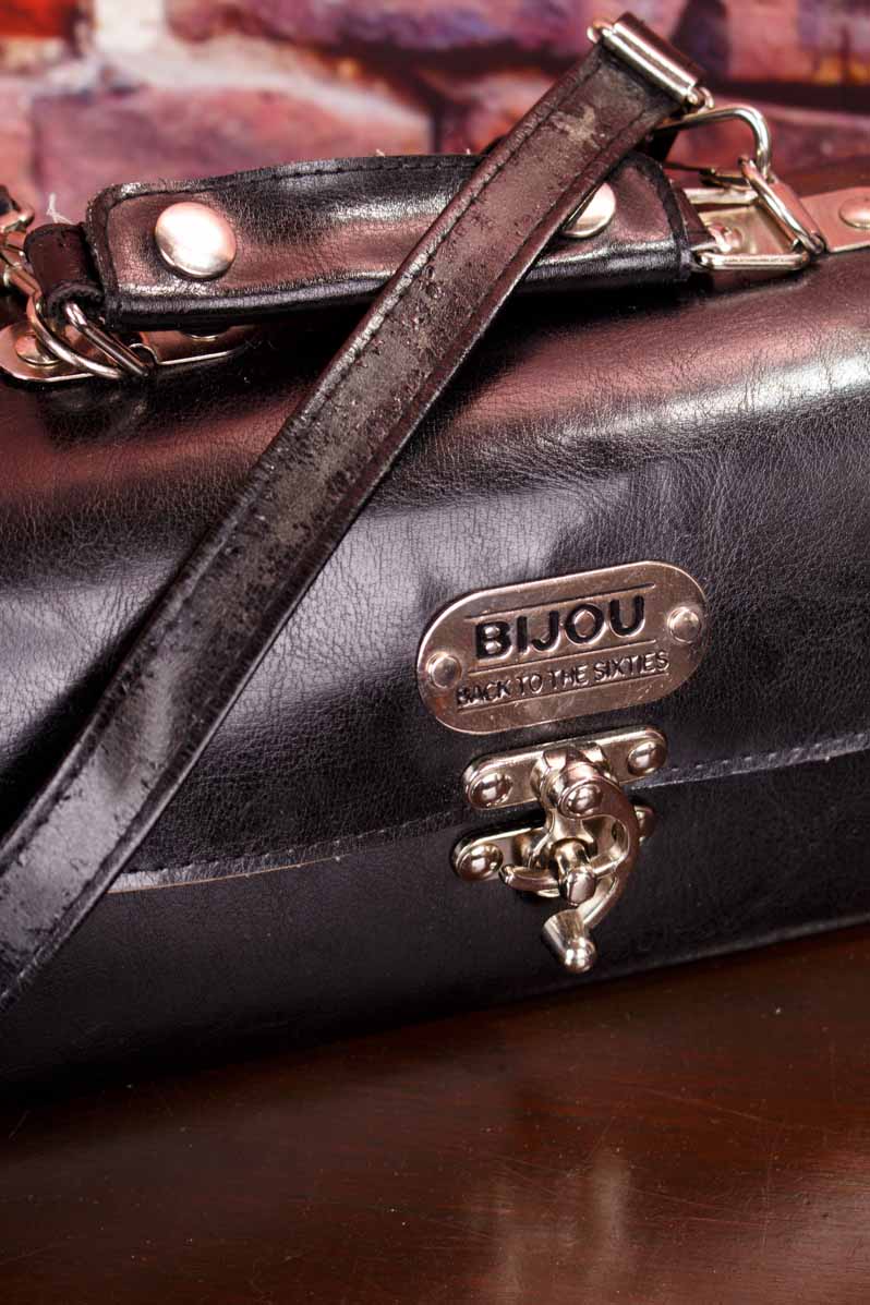 Leder Handtasche Koffer schwarz