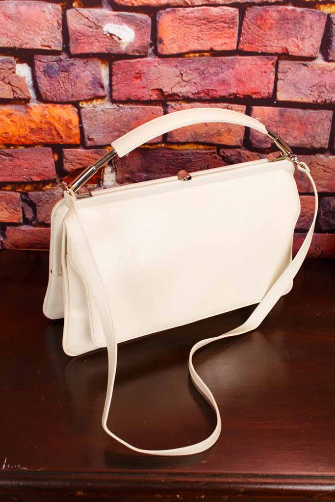 weiße Leder Handtasche