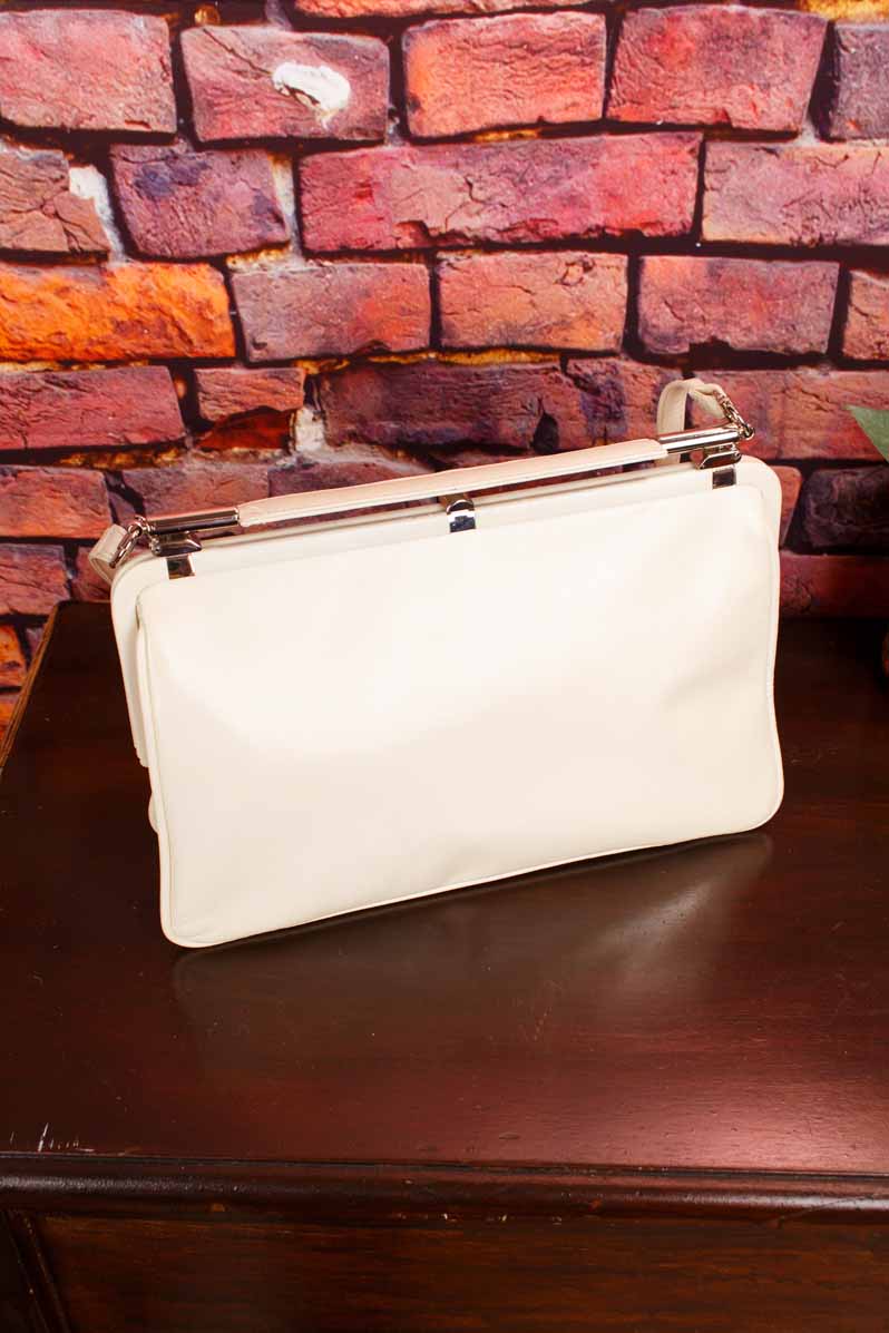 weiße Leder Handtasche