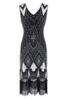 20er Jahre Flapper Kleid schwarz-silber 20er Abendmode Charleston Flapper&Charleston Frau M 40-42 S 36-38 schwarz silber vintageberlin.de
