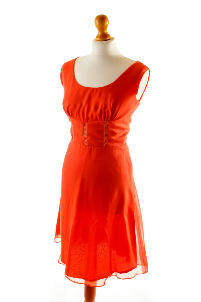 60er Kleid orange Chiffon