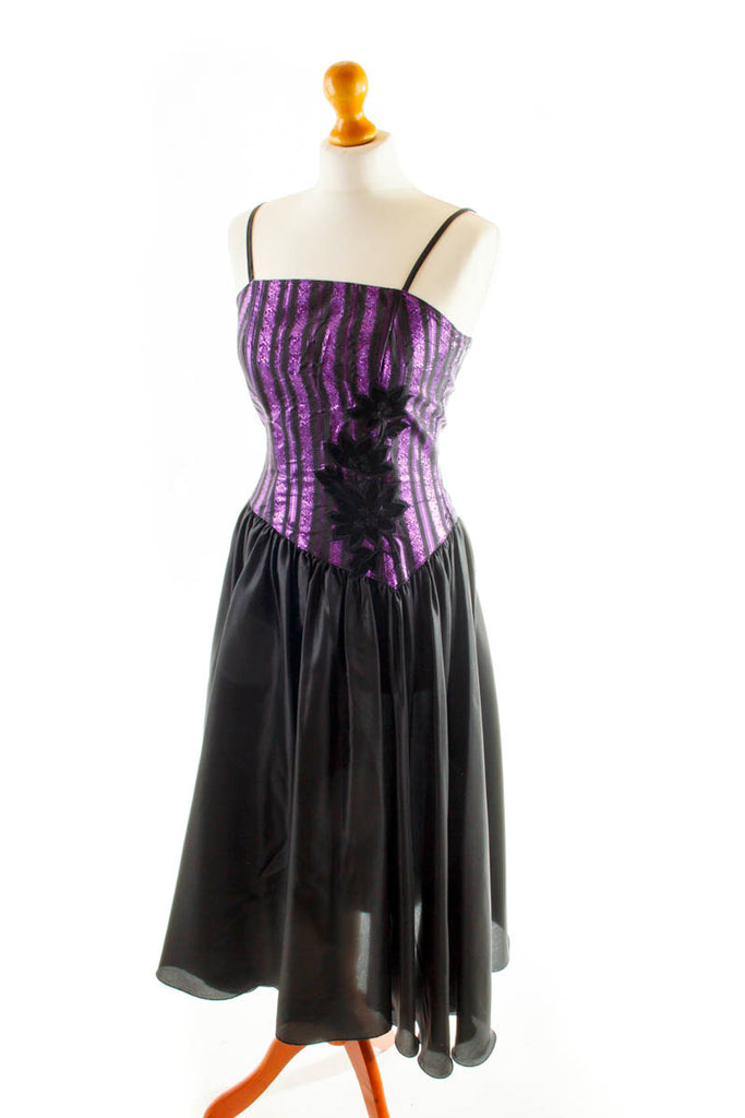 Vintage Abendkleid schwarz lila metallic