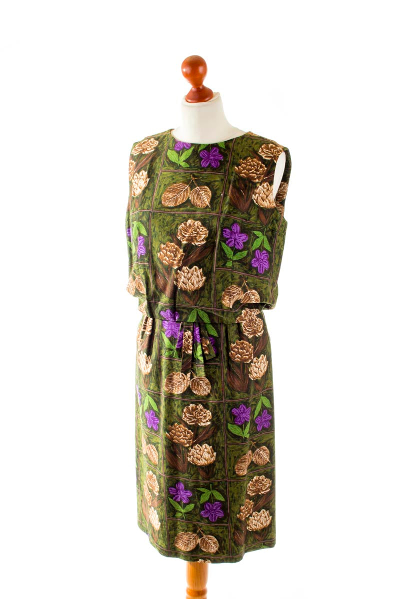 60er Jahre Kleid grün Muster